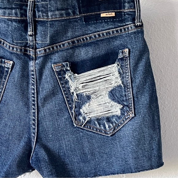 Mother Superior The Dutchie Shorts Fray My Treat Blue Distressed Denim Shorts 26 - Picture 8 of 15
